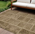 8 X 10 Brown And Beige Patchwork Washable Indoor Outdoor Area Rug