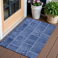 3 X 5 Navy Blue And Denim Blue Patchwork Washable Indoor Outdoor Area Rug