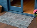 3 X 5 Teal Blue Aqua And Beige Patchwork Washable Indoor Outdoor Area Rug
