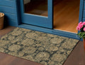 3 X 5 Charcoal Gold And Tan Floral Washable Indoor Outdoor Area Rug