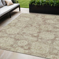 5 X 8 Brown Tan And Beige Floral Washable Indoor Outdoor Area Rug