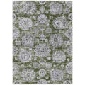 9 X 12 Olive Green And Gray Floral Washable Indoor Outdoor Area Rug