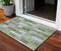 3 X 5 Green And Fern Green Geometric Washable Indoor Outdoor Area Rug