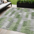 5 X 8 Green And Fern Green Geometric Washable Indoor Outdoor Area Rug