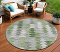8 Green And Fern Green Round Geometric Washable Indoor Outdoor Area Rug