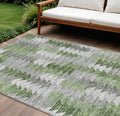 10 X 14 Green And Fern Green Geometric Washable Indoor Outdoor Area Rug