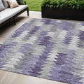 5 X 8 Purple Lavender And Gray Geometric Washable Indoor Outdoor Area Rug