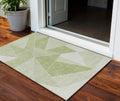 3 X 5 Artichoke Green Mint Green And Sage Geometric Washable Indoor Outdoor Area Rug
