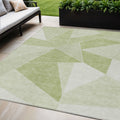 5 X 8 Artichoke Green Mint Green And Sage Geometric Washable Indoor Outdoor Area Rug