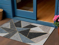 3 X 5 Blue Charcoal And Gray Geometric Washable Indoor Outdoor Area Rug