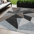 5 X 8 Chocolate Gray And Charcoal Geometric Washable Indoor Outdoor Area Rug