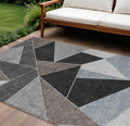 10 X 14 Chocolate Gray And Charcoal Geometric Washable Indoor Outdoor Area Rug