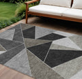 8 X 10 Coffee Charcoal And Gray Geometric Washable Indoor Outdoor Area Rug