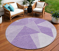 8 Lilac And Purple Round Geometric Washable Indoor Outdoor Area Rug