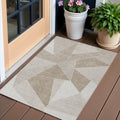 3 X 5 Taupe Brown And Beige Geometric Washable Indoor Outdoor Area Rug