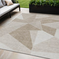 5 X 8 Taupe Brown And Beige Geometric Washable Indoor Outdoor Area Rug