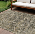 10 X 14 Coffee And Beige Oriental Washable Indoor Outdoor Area Rug