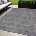5 X 8 Fern Green And Purple Oriental Washable Indoor Outdoor Area Rug