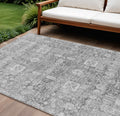 8 X 10 Gray Silver And Charcoal Oriental Washable Indoor Outdoor Area Rug