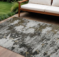 8 X 10 Taupe Brown And Gold Abstract Washable Indoor Outdoor Area Rug