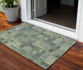 3 X 5 Green And Mint Green Geometric Washable Indoor Outdoor Area Rug