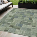 5 X 8 Green And Mint Green Geometric Washable Indoor Outdoor Area Rug