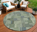 8 Green And Mint Green Round Geometric Washable Indoor Outdoor Area Rug