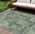 9 X 12 Green And Mint Green Geometric Washable Indoor Outdoor Area Rug