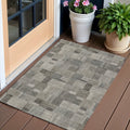 3 X 5 Taupe Beige And Gray Geometric Washable Indoor Outdoor Area Rug