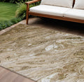 8 X 10 Brown Tan And Beige Abstract Washable Indoor Outdoor Area Rug