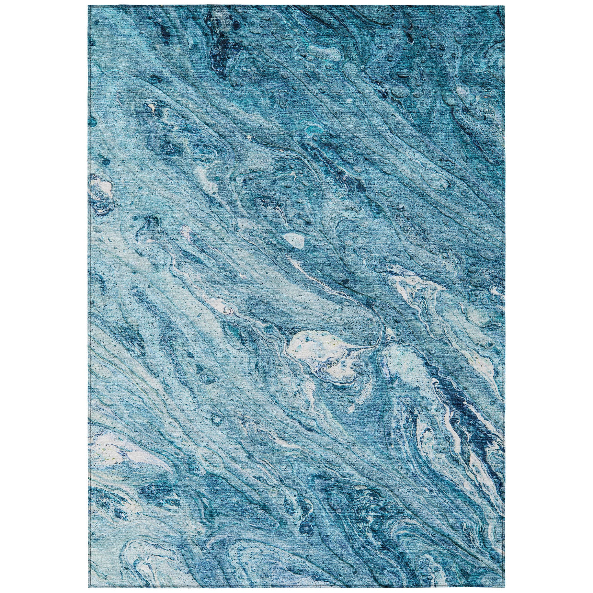 9 X 12 Sky Blue And Navy Blue Abstract Washable Indoor Outdoor Area Rug