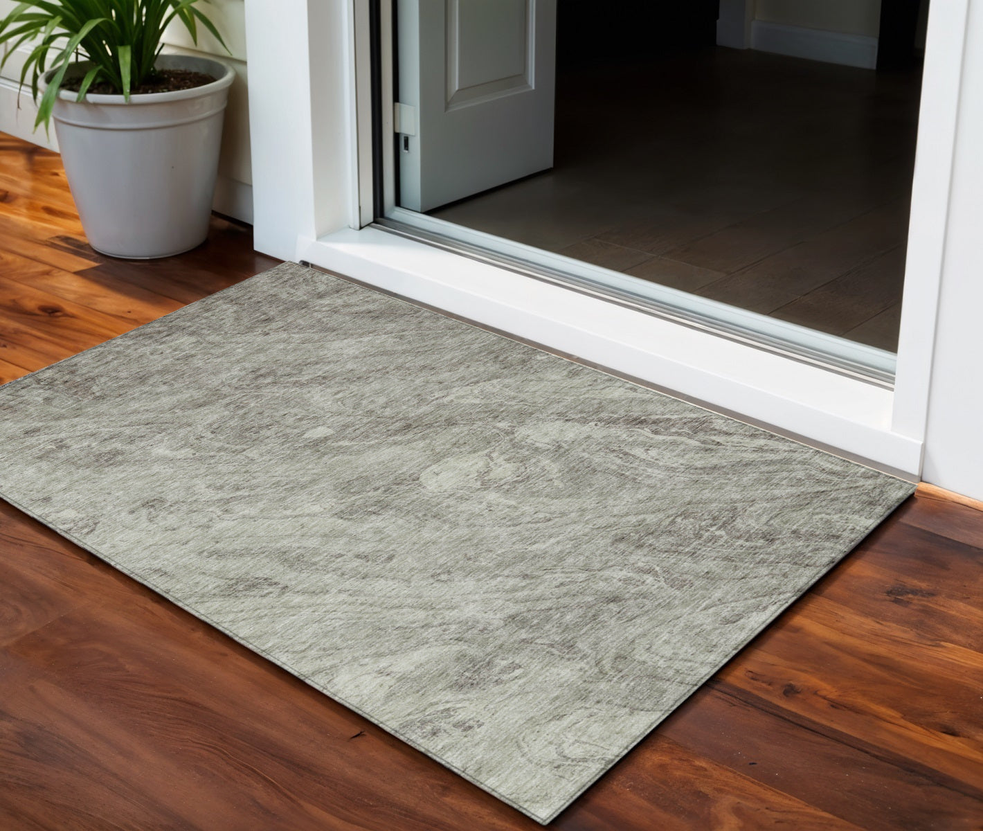 3 X 5 Taupe Beige And Tan Abstract Washable Indoor Outdoor Area Rug