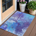 3 X 5 Purple And Navy Blue Abstract Washable Indoor Outdoor Area Rug