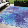 5 X 8 Purple And Navy Blue Abstract Washable Indoor Outdoor Area Rug