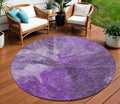 8 Purple Lilac And Eggplant Round Abstract Washable Indoor Outdoor Area Rug