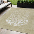 5 X 8 Beige Tan And Taupe Abstract Washable Indoor Outdoor Area Rug
