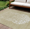 10 X 14 Beige Tan And Taupe Abstract Washable Indoor Outdoor Area Rug
