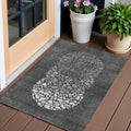 3 X 5 Charcoal Gray And Silver Abstract Washable Indoor Outdoor Area Rug