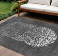 9 X 12 Charcoal Gray And Silver Abstract Washable Indoor Outdoor Area Rug