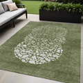 5 X 8 Olive Green And Artichoke Green Abstract Washable Indoor Outdoor Area Rug