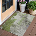 3 X 5 Olive Green Artichoke Green And Fern Green Abstract Washable Indoor Outdoor Area Rug