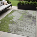 5 X 8 Olive Green Artichoke Green And Fern Green Abstract Washable Indoor Outdoor Area Rug