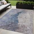 5 X 8 Navy Blue And Gray Abstract Washable Indoor Outdoor Area Rug