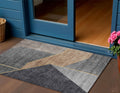 3 X 5 Charcoal Taupe And Gray Geometric Washable Indoor Outdoor Area Rug