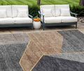 10 X 14 Charcoal Taupe And Gray Geometric Washable Indoor Outdoor Area Rug