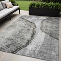 5 X 8 Gray Taupe And Silver Abstract Washable Indoor Outdoor Area Rug