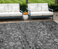9 X 12 Gray Charcoal And Silver Oriental Washable Indoor Outdoor Area Rug