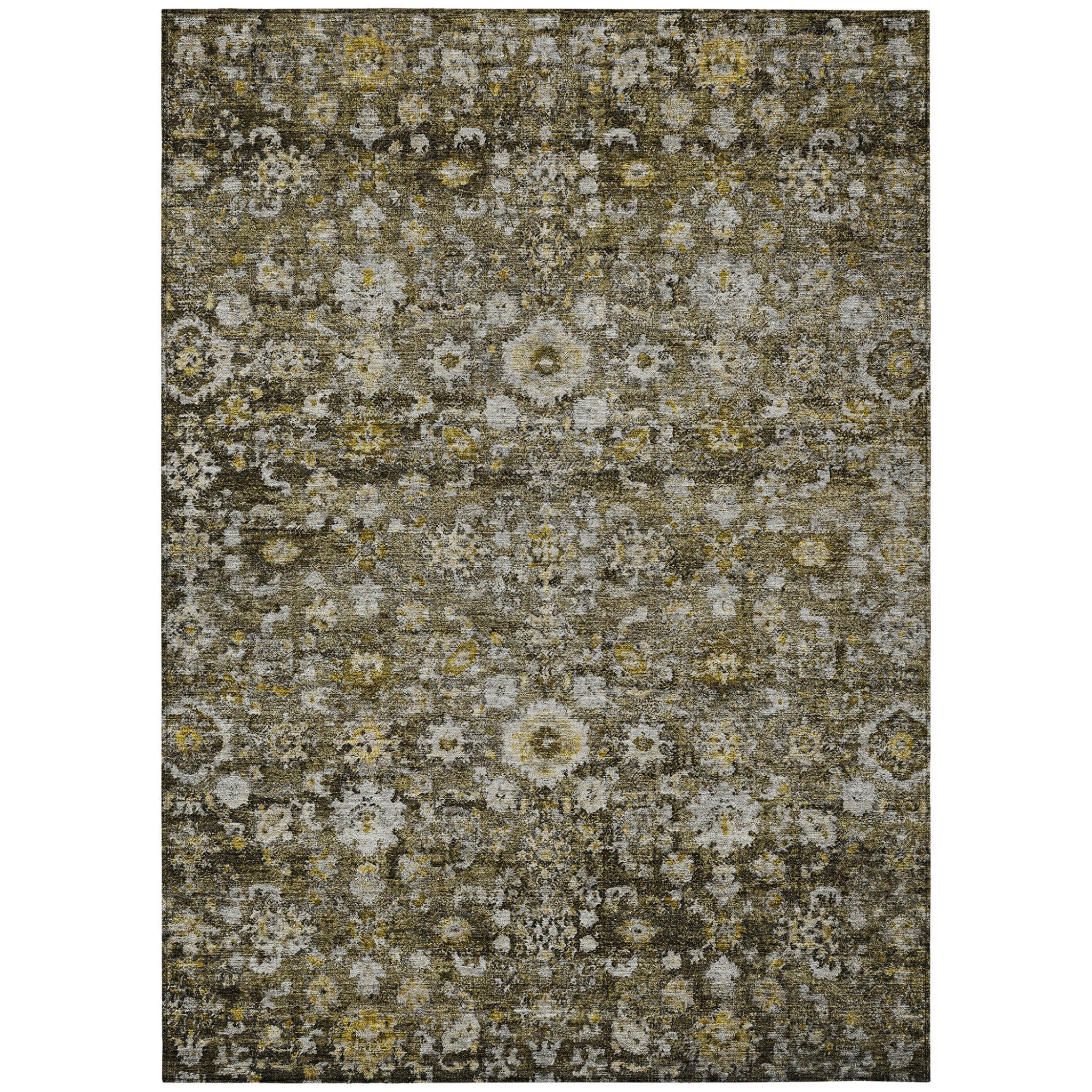 8 X 10 Brown And Beige Oriental Washable Indoor Outdoor Area Rug