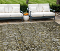 10 X 14 Brown And Beige Oriental Washable Indoor Outdoor Area Rug