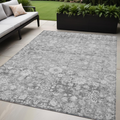 5 X 8 Silver Gray And Pewter Oriental Washable Indoor Outdoor Area Rug